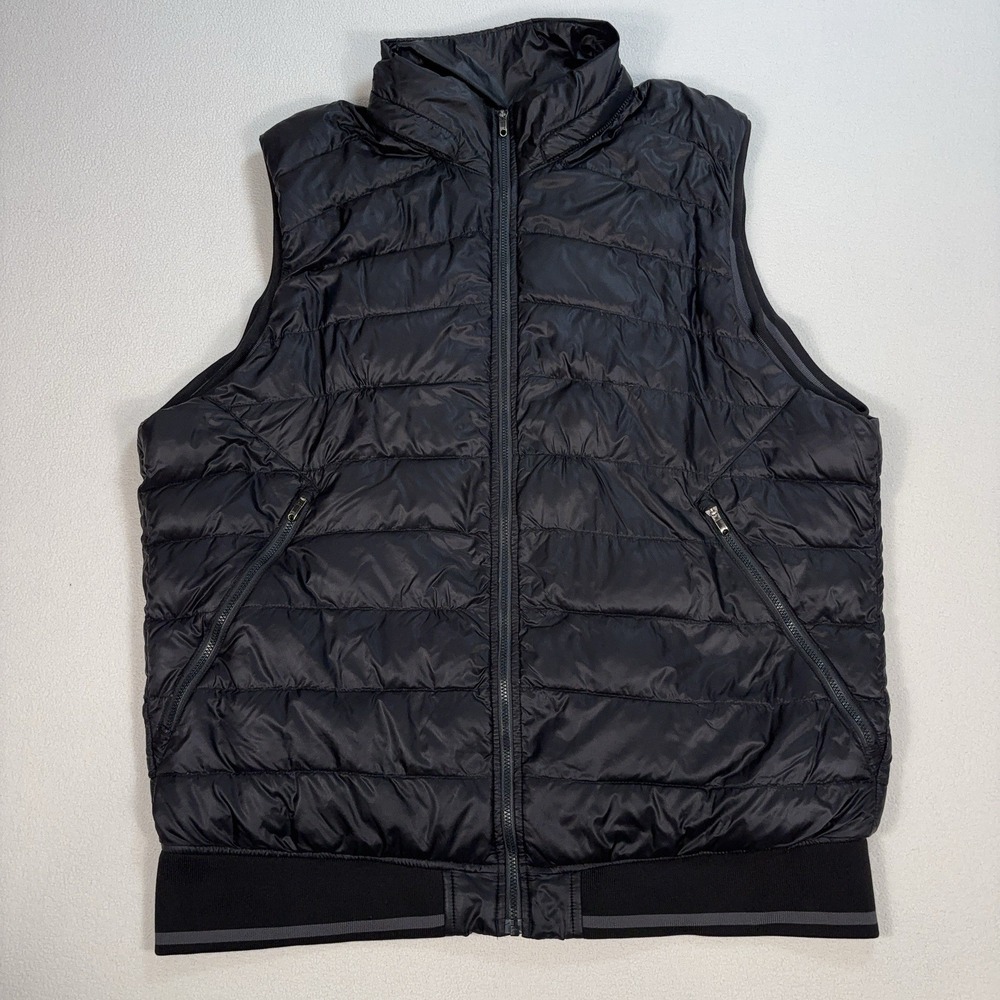 Lululemon Grey Goose Down Puffer Vest Men's XL* Black Full Zip Pockets *NO  HOOD